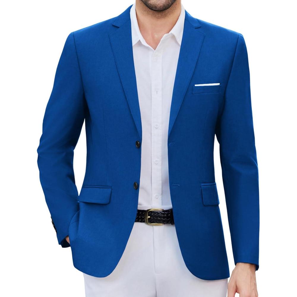 imageCOOFANDY Mens Causal Blazer Two Button Suit Jackets Lightweight Slim Fit Sports CoatsRoyal Blue