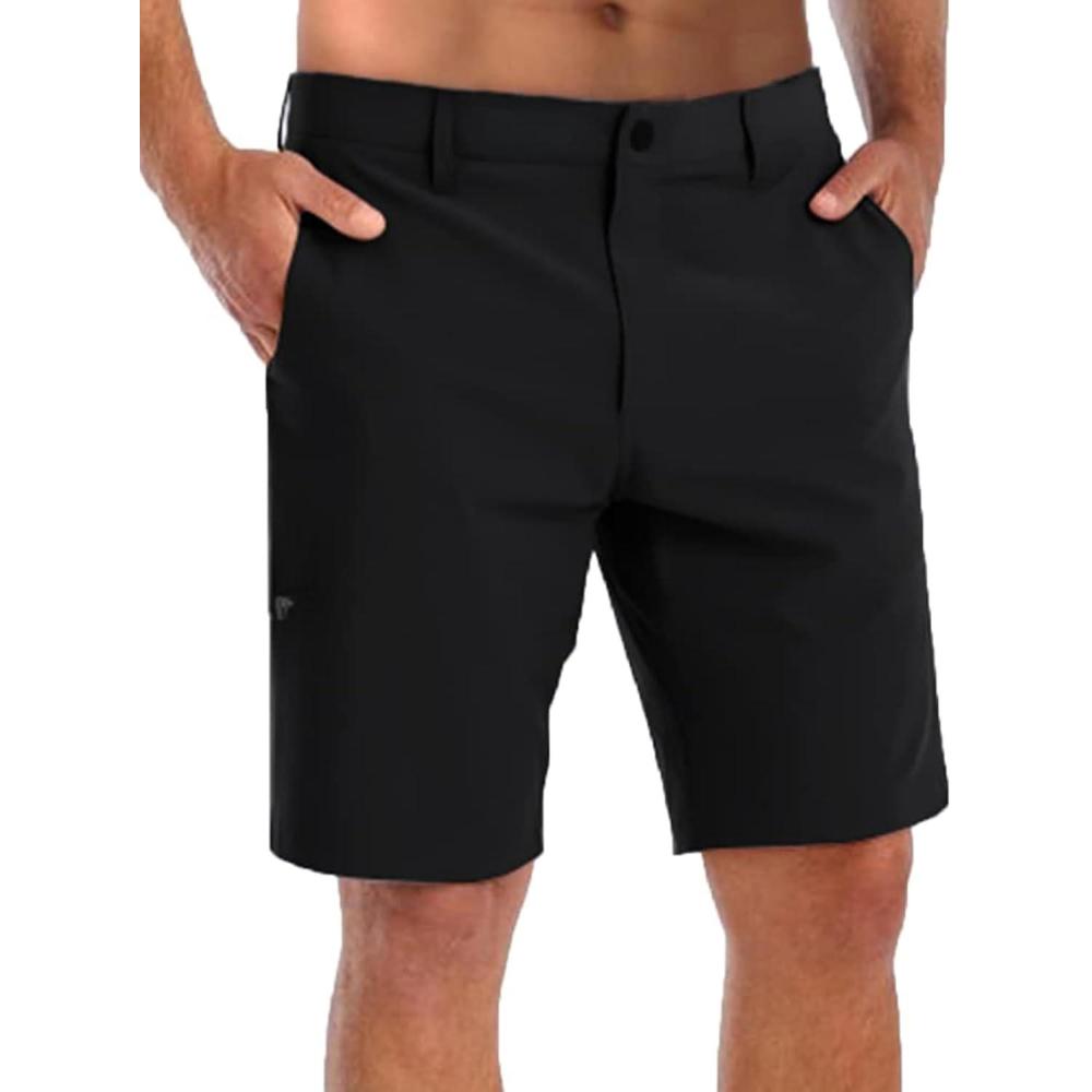 imageCOOFANDY Mens Golf Shorts Stretch Quick Dry Casual Dress Shorts with PocketsBlack