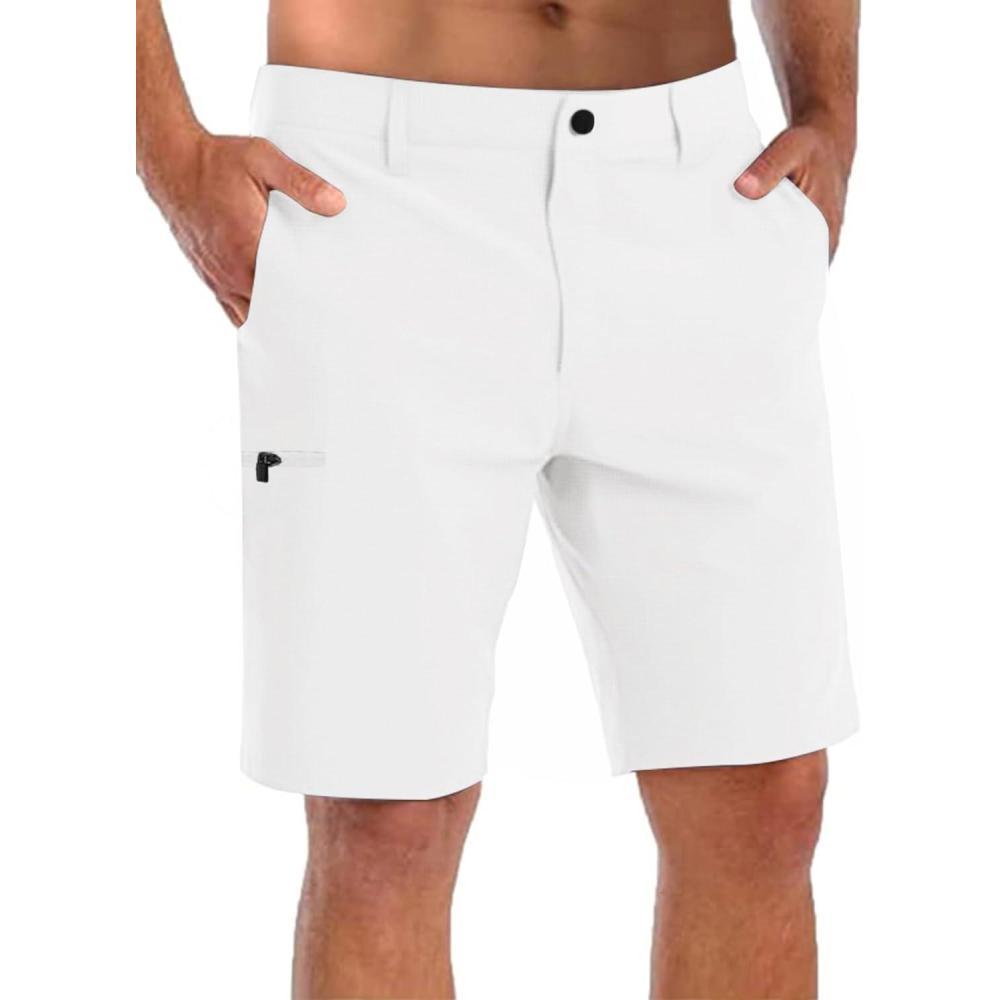imageCOOFANDY Mens Golf Shorts Stretch Quick Dry Casual Dress Shorts with PocketsWhite