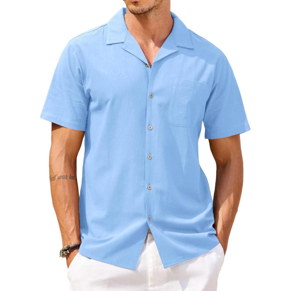 imageCOOFANDY Mens Hawaiian Shirts Short Sleeve Casual Button Down Tropical Beach ShirtDark Blue