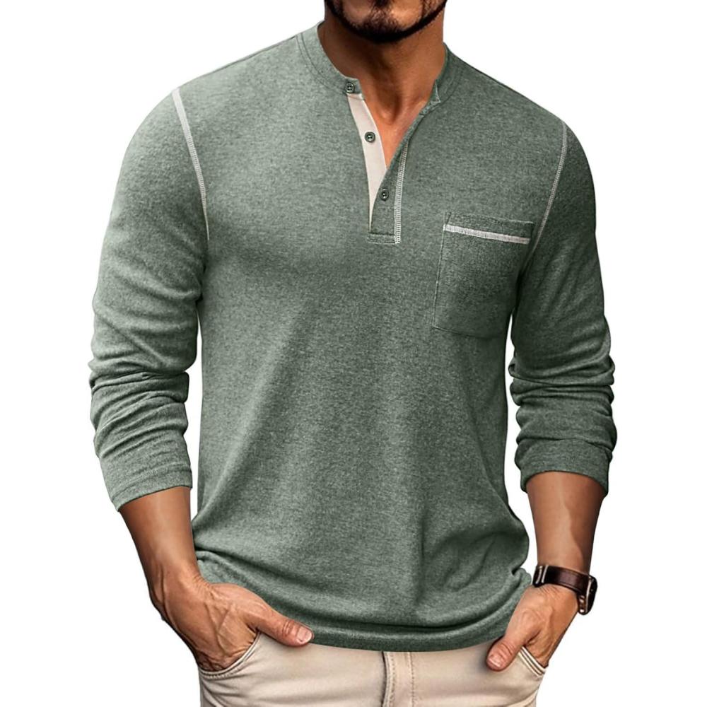 imageCOOFANDY Mens Henley Long Sleeve Shirts Casual Button TShirt Pullover Basic Tees with PocketGreen