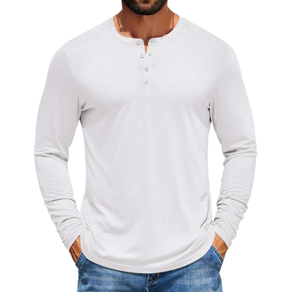 imageCOOFANDY Mens Henley Shirts Long Sleeve TShirt Lightweight Fashion Casual Pullover Tee ShirtWhite