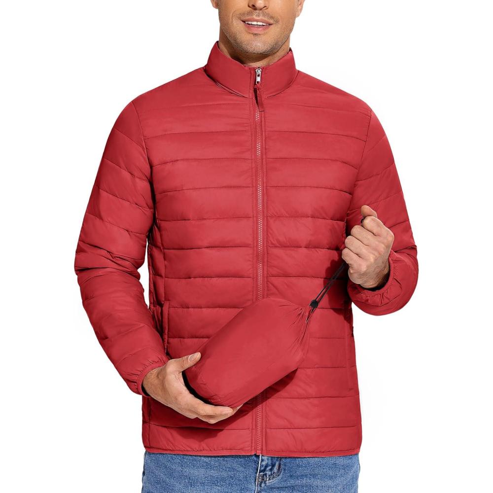 imageCOOFANDY Mens Puffer Jacket Packable Lightweight Jackets Winter Coat Windproof Zipper Down JacketDark Red