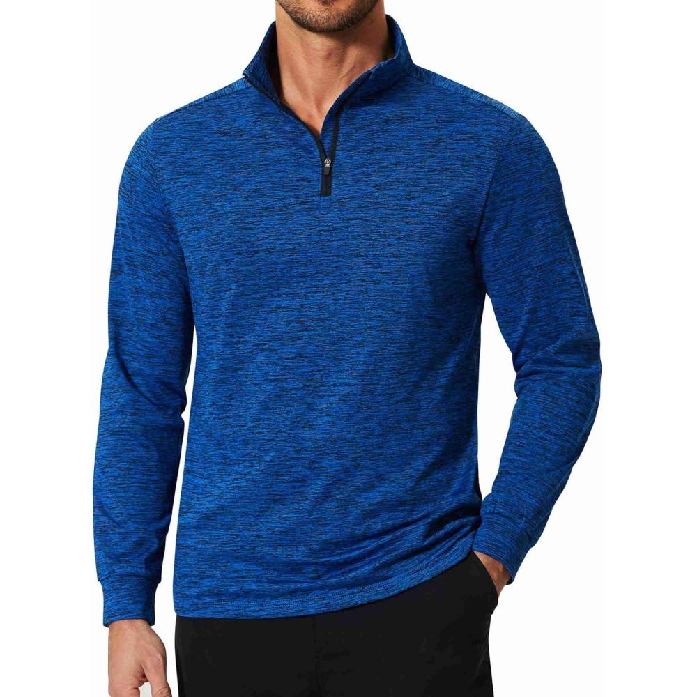 imageCOOFANDY Mens Quarter Zip Shirts Workout Fleece Lined Lightweight Long Sleeve Pullover SweatshirtsSky Blue