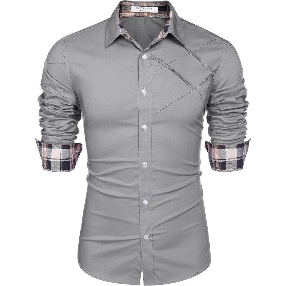 imageCOOFANDY Mens Rose Shiny Shirt Luxury Flowered Printed Button Down ShirtGrey