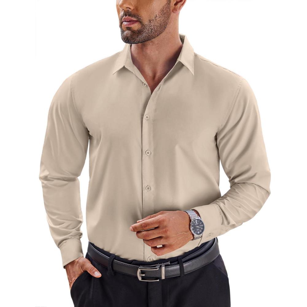 imageCOOFANDY Mens Rose Shiny Shirt Luxury Flowered Printed Button Down ShirtKhaki