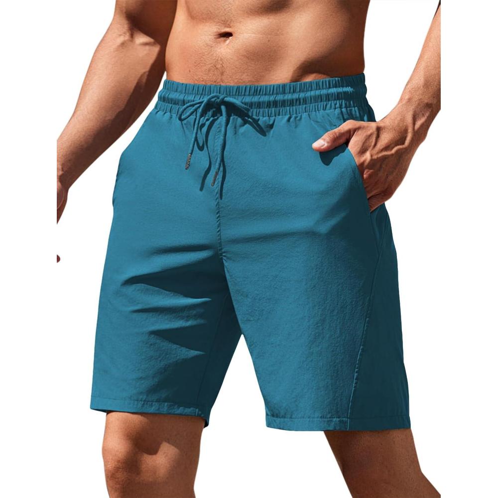 imageCOOFANDY Mens Running Athletic Shorts 9quot Gym Workout Lightweight Elastic Waist Sports ShortsDark Blue