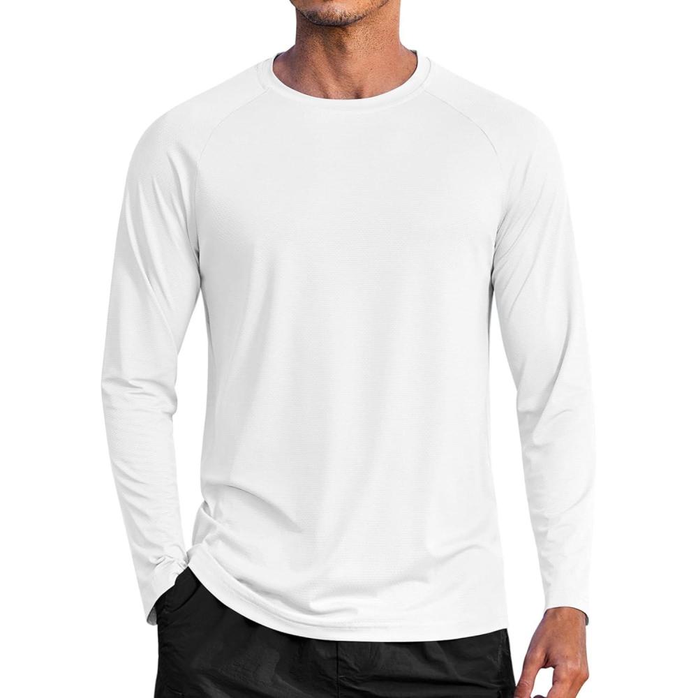 imageCOOFANDY Mens Sun Protection Shirts Long Sleeve Rash Guard Swim TShirts Lightweight Quick Dry Fishing Shirts1white