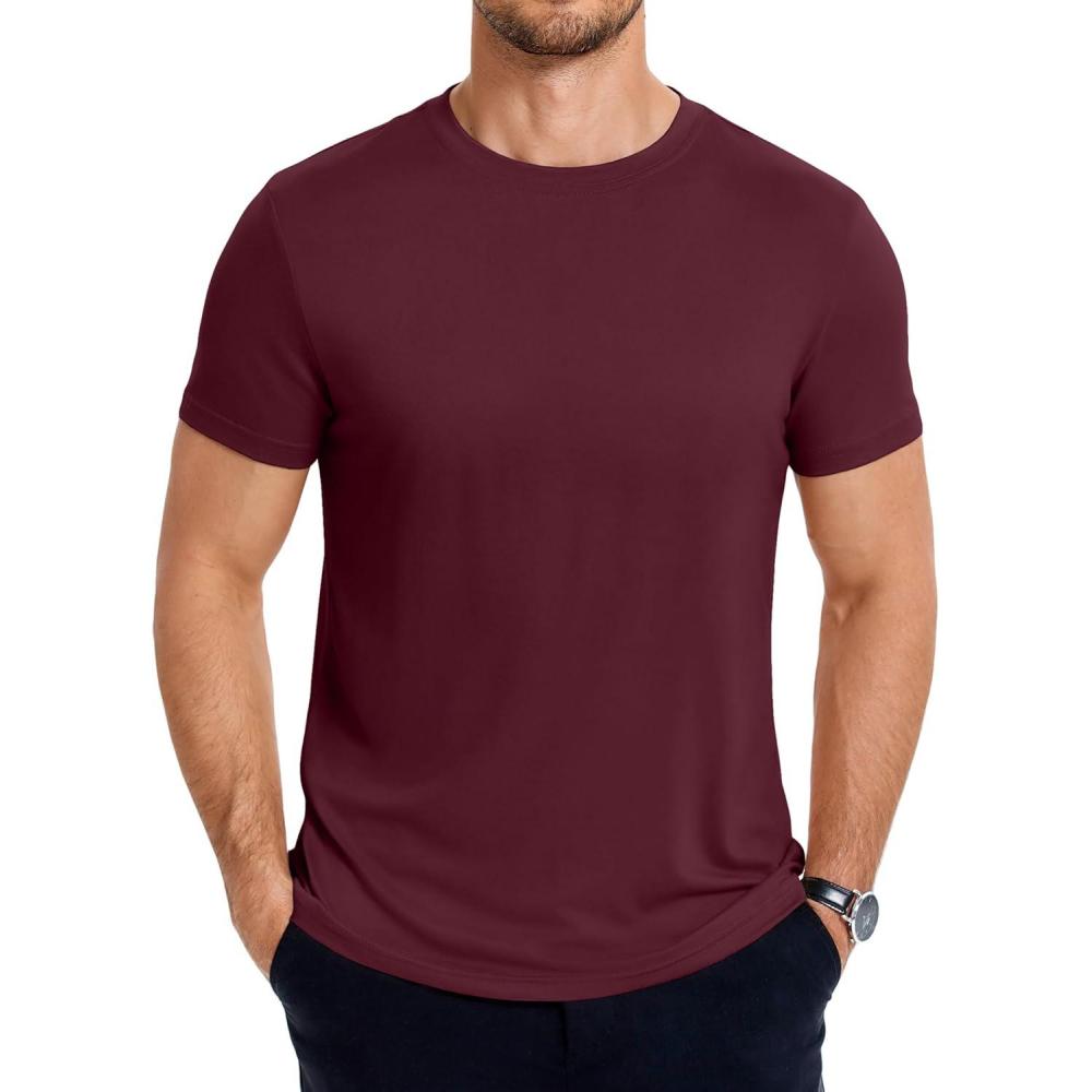 imageCOOFANDY Mens T Shirt Short Sleeve Crew Neck TShirt Casual Summer Classic Basic Tee ShirtsAdark Red 1pack