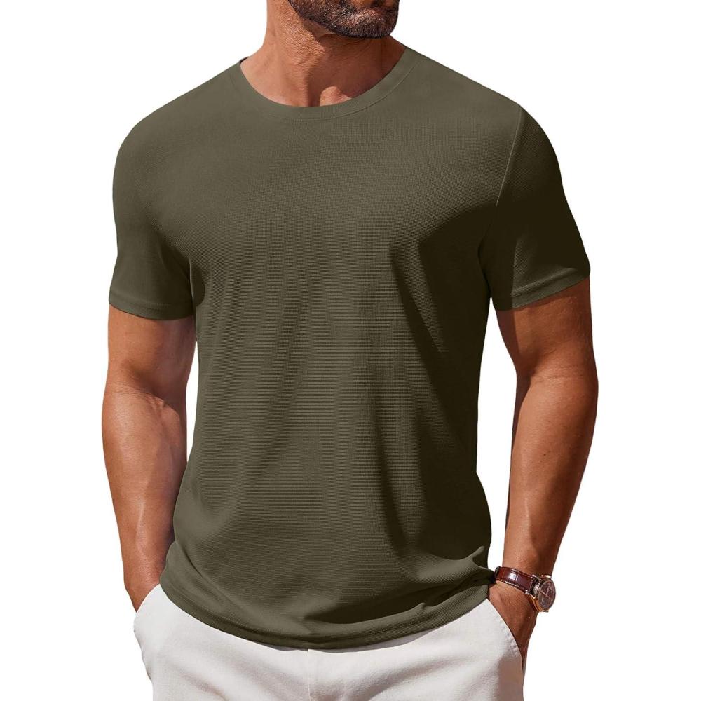 imageCOOFANDY Mens T Shirt Short Sleeve Crew Neck TShirt Casual Summer Classic Basic Tee ShirtsArmy Green