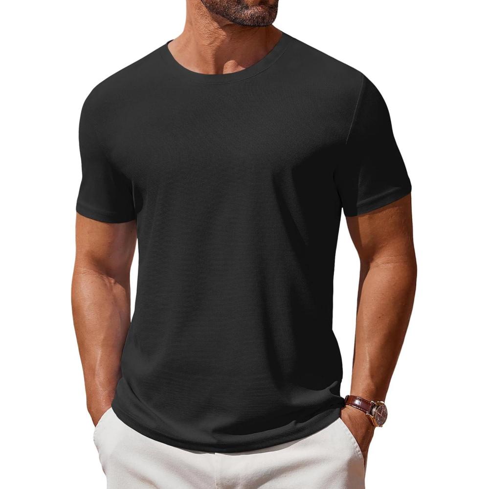 imageCOOFANDY Mens T Shirt Short Sleeve Crew Neck TShirt Casual Summer Classic Basic Tee ShirtsBlack