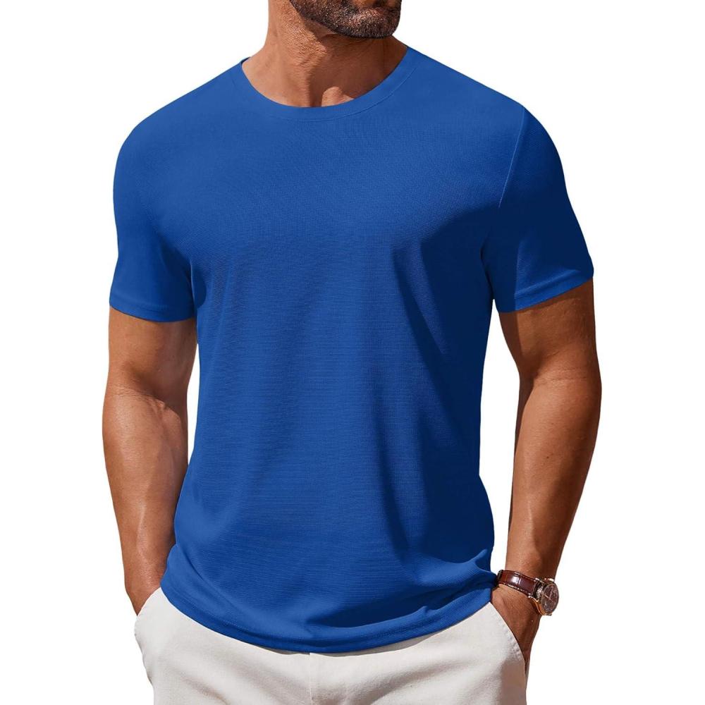 imageCOOFANDY Mens T Shirt Short Sleeve Crew Neck TShirt Casual Summer Classic Basic Tee ShirtsDeep Blue