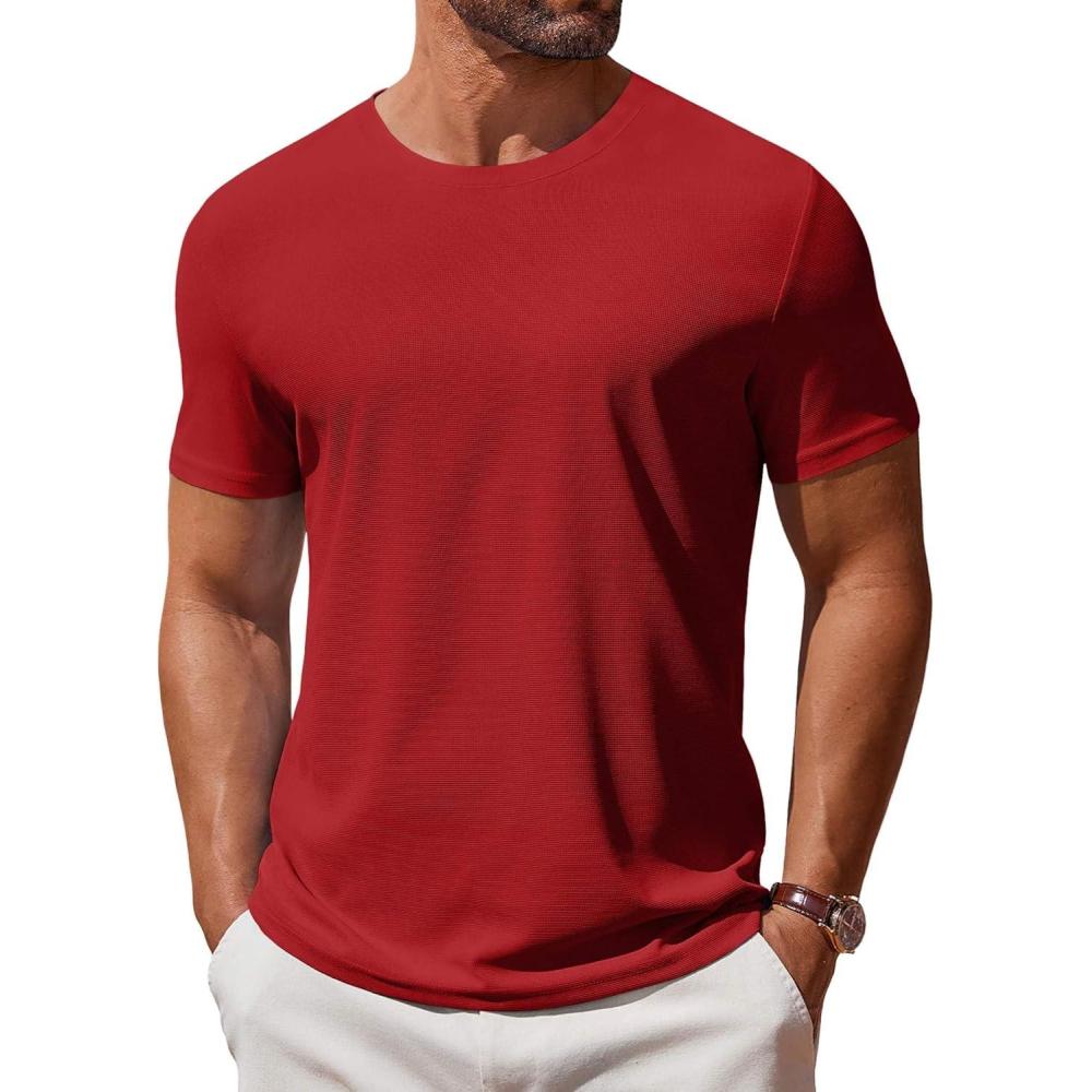 imageCOOFANDY Mens T Shirt Short Sleeve Crew Neck TShirt Casual Summer Classic Basic Tee ShirtsRed