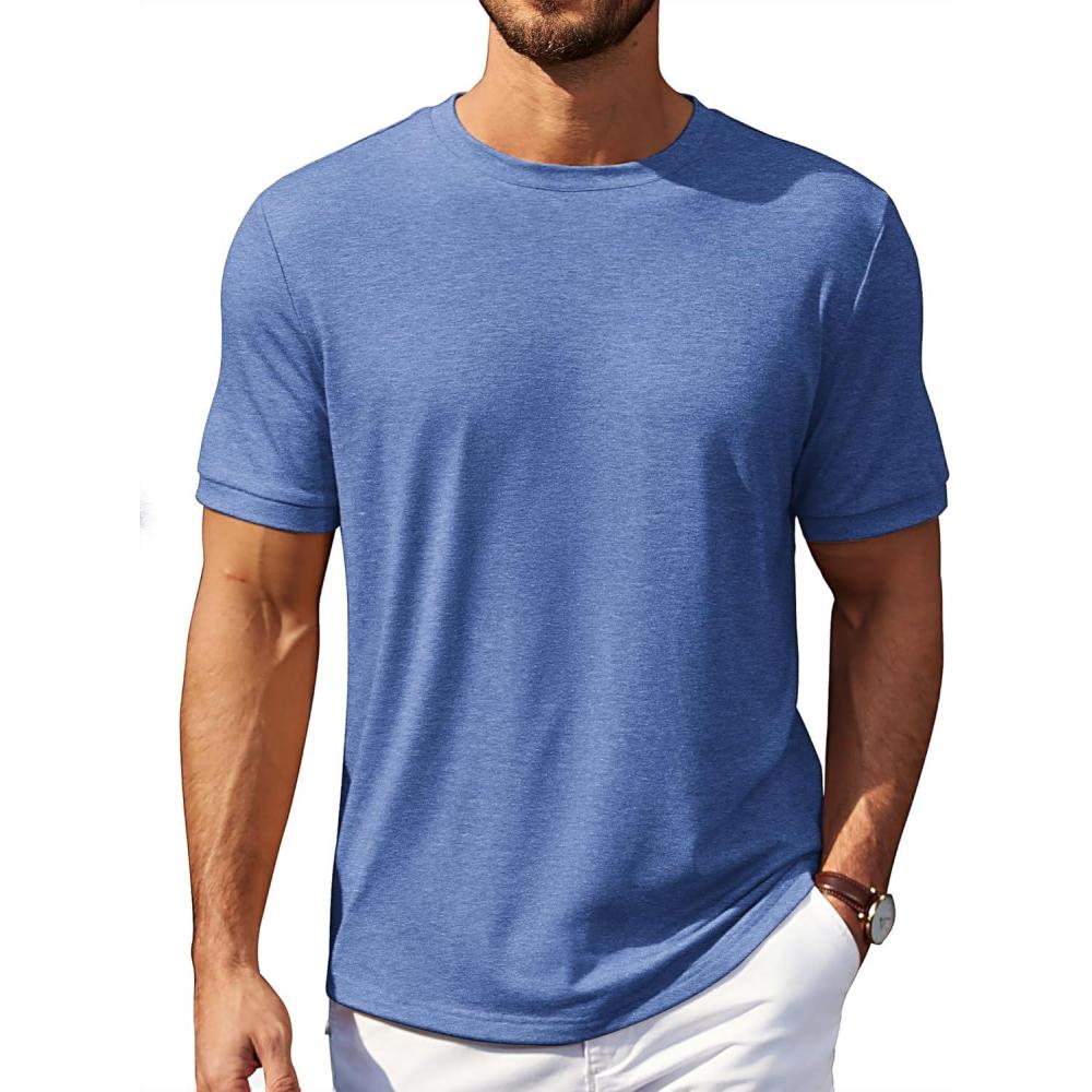 imageCOOFANDY Mens T Shirt Short Sleeve Crew Neck TShirt Casual Summer Tshirt Classic Basic Tee ShirtBlue