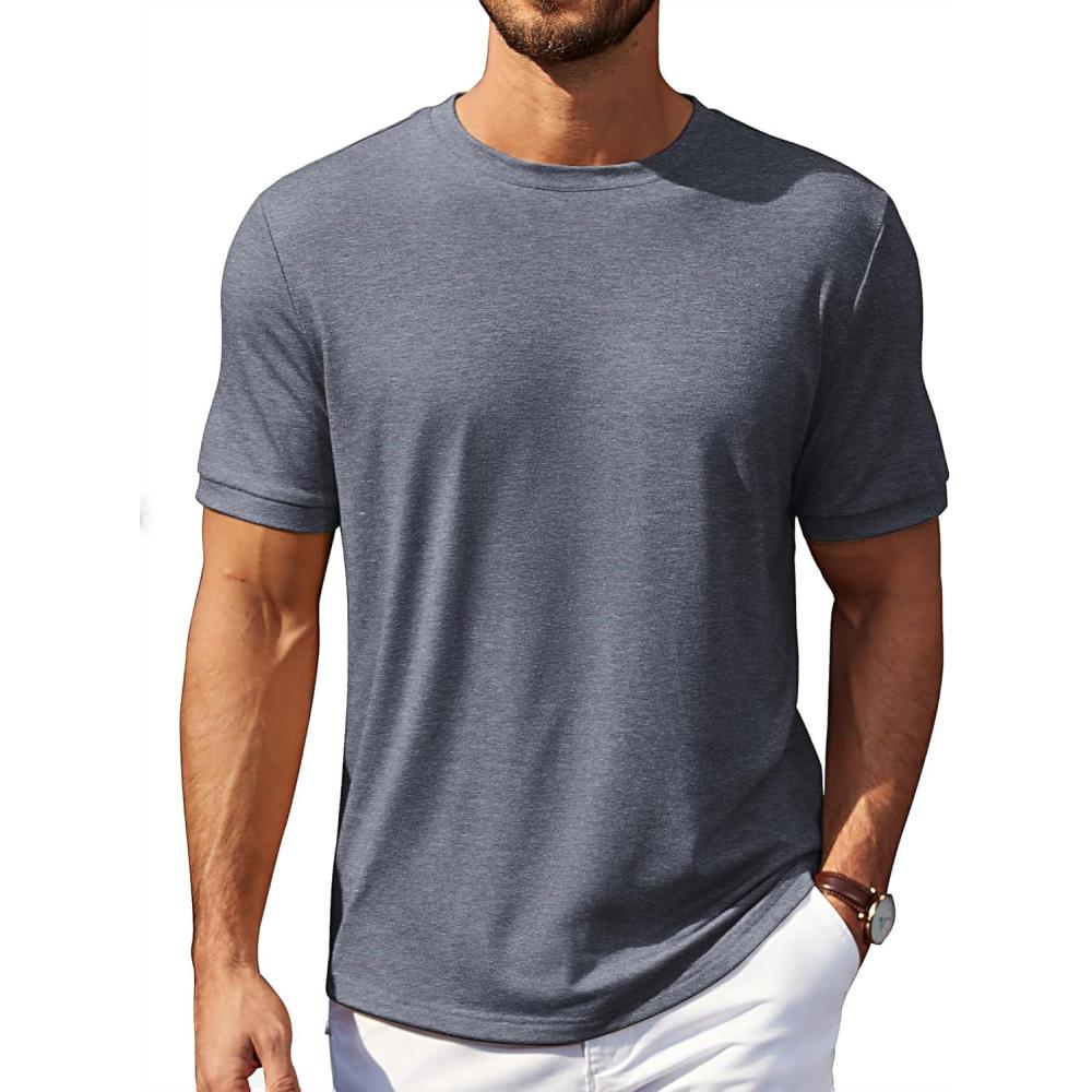 imageCOOFANDY Mens T Shirt Short Sleeve Crew Neck TShirt Casual Summer Tshirt Classic Basic Tee ShirtMedium Gray