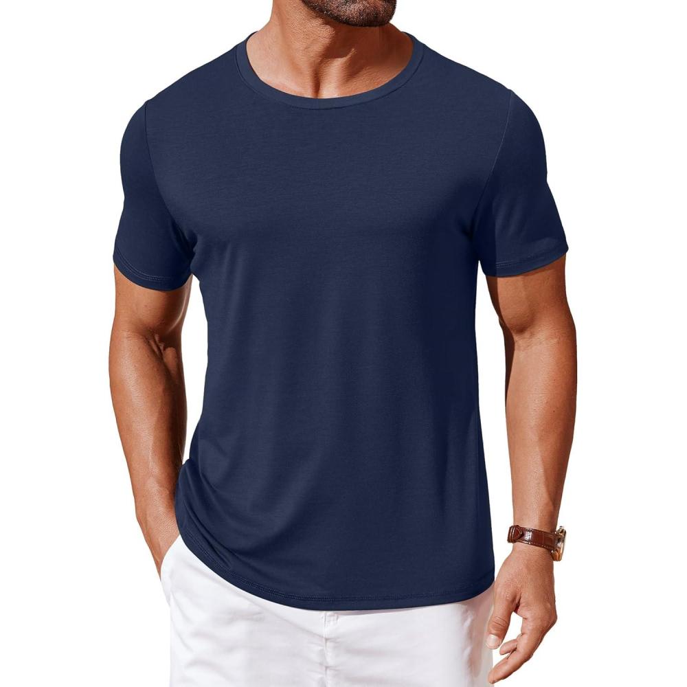 imageCOOFANDY Mens T Shirt Short Sleeve Crew Neck TShirts Casual Summer Classic Basic TeesNavy Blue