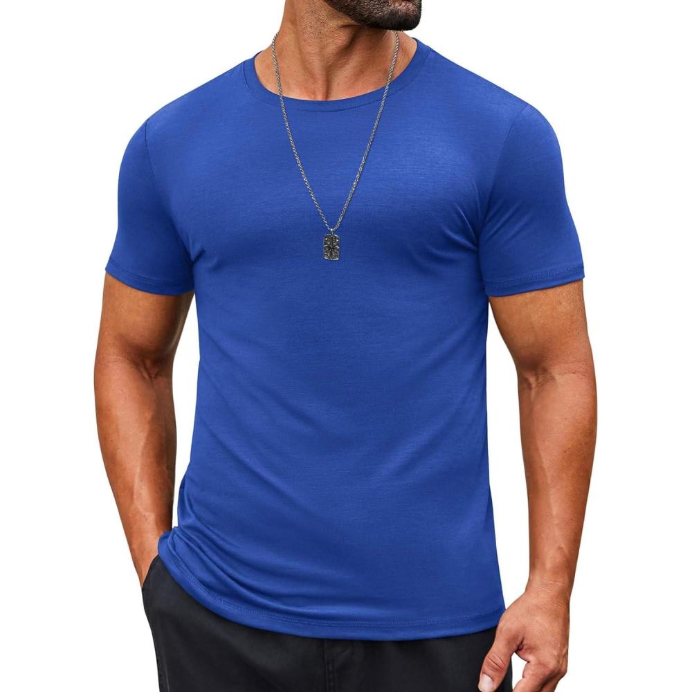 imageCOOFANDY Mens T Shirt Short Sleeve Crew Neck TShirts Casual Summer Classic Basic TeesSky Blue