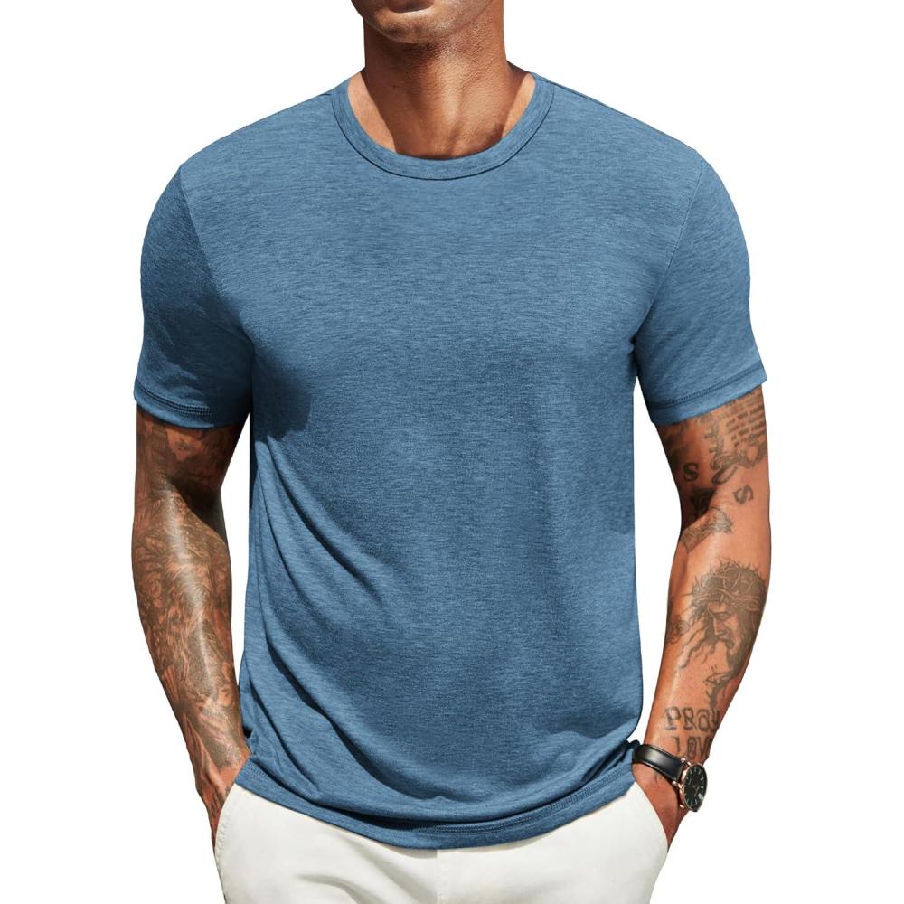 imageCOOFANDY Mens T Shirts Short Sleeve Soft Crew Neck Lightweight Tee Shirts Casual Summer Basic TopsDark Blue