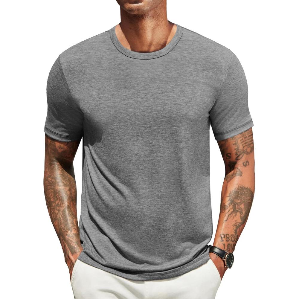 imageCOOFANDY Mens T Shirts Short Sleeve Soft Crew Neck Lightweight Tee Shirts Casual Summer Basic TopsGrey