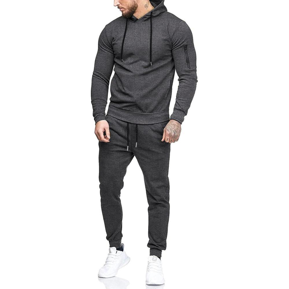 imageCOOFANDY Mens Tracksuit 2 Piece Hooded Athletic Sweatsuits Casual Running Jogging Sport Suit SetsDark Grey