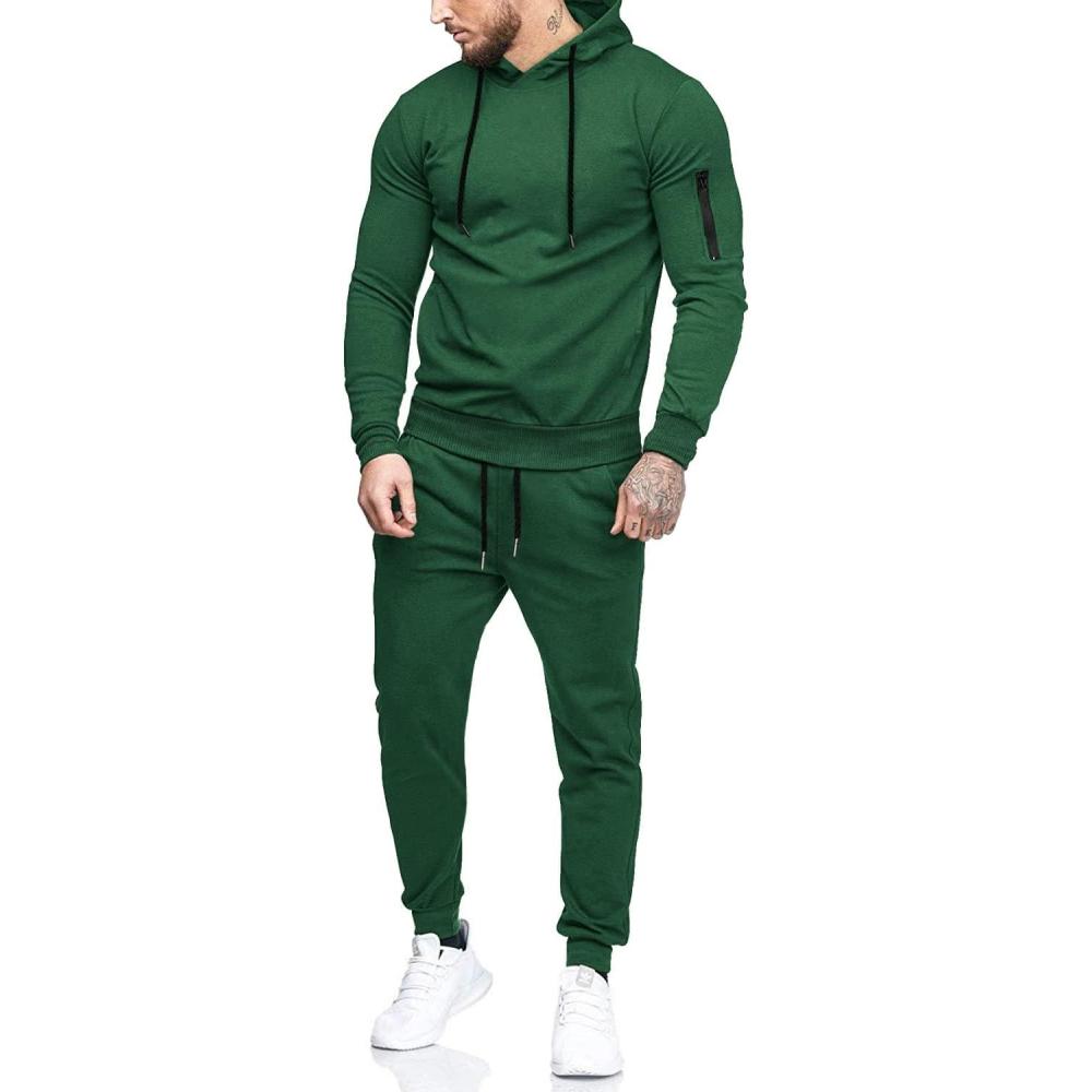 imageCOOFANDY Mens Tracksuit 2 Piece Hooded Athletic Sweatsuits Casual Running Jogging Sport Suit SetsGreen