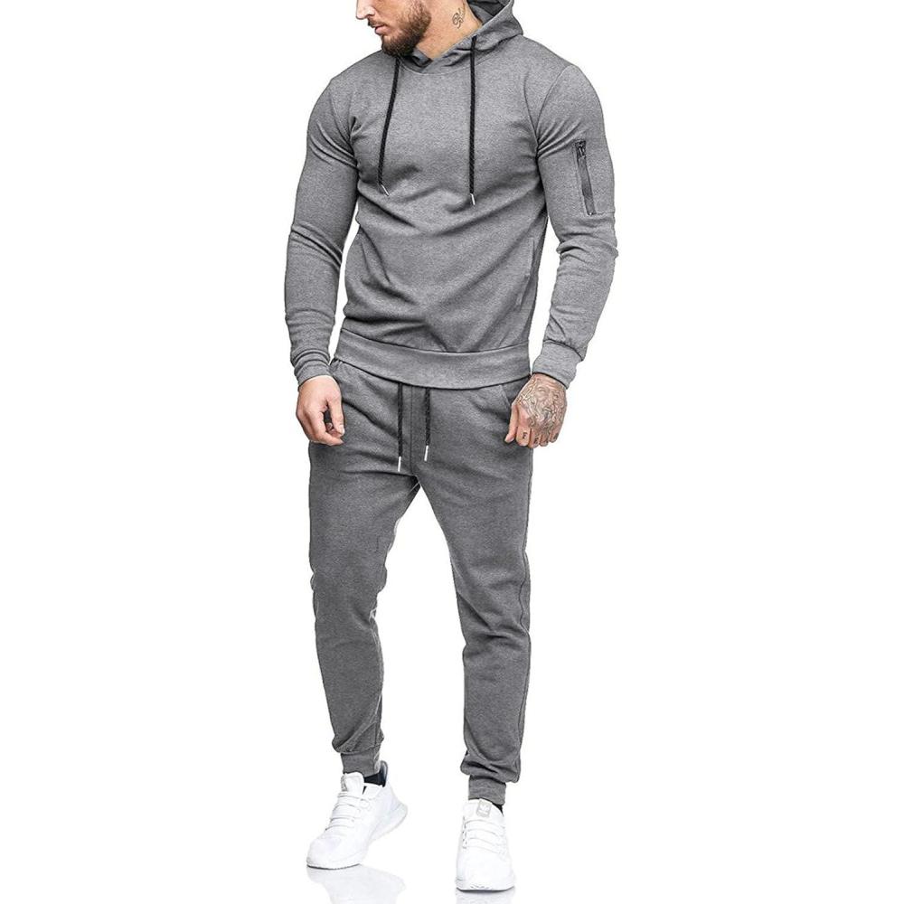 imageCOOFANDY Mens Tracksuit 2 Piece Hooded Athletic Sweatsuits Casual Running Jogging Sport Suit SetsLight Grey