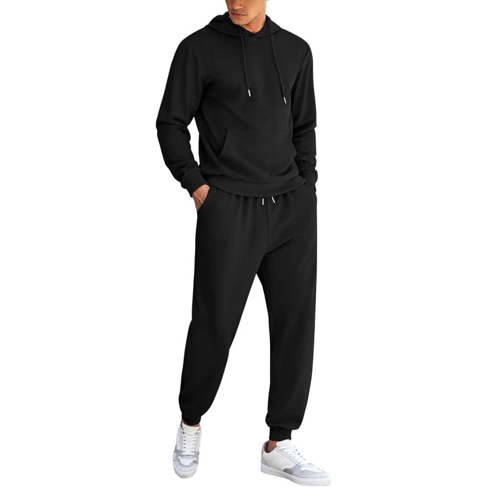 imageCOOFANDY Mens Tracksuit 2 Piece Hoodie Athletic Sweatsuits Casual Jogging Suit SetsBlack