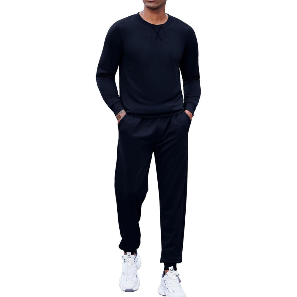 imageCOOFANDY Mens Tracksuit 2 Piece Long Sleeve Pullover Jogging Track Suit Athletic Casual SweatsuitNavy