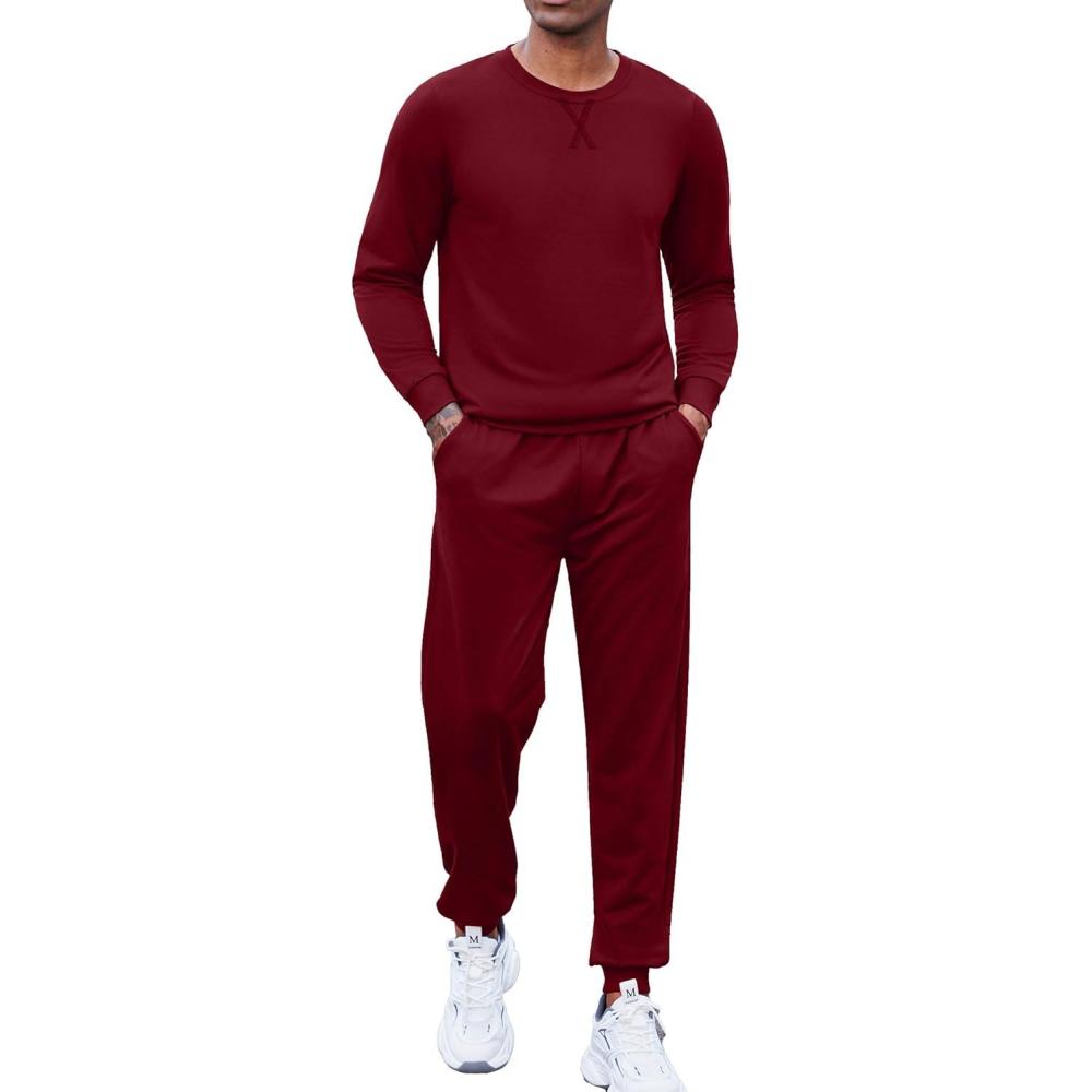 imageCOOFANDY Mens Tracksuit 2 Piece Long Sleeve Pullover Jogging Track Suit Athletic Casual SweatsuitRed
