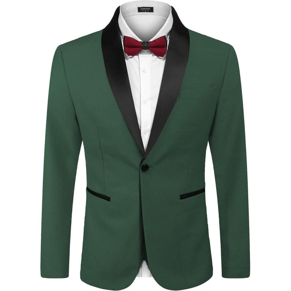 imageCOOFANDY Mens Tuxedo Jacket One Button Dress Suit Blazer Jacket for Wedding Dinner Prom PartyDeep Green