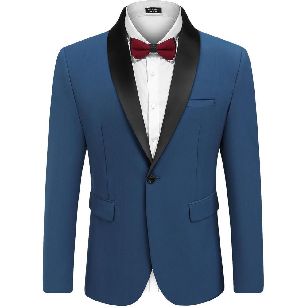 imageCOOFANDY Mens Tuxedo Jacket Wedding Suit Jacket Slim Fit Blazer Jacket for Dinner Prom PartyBlue
