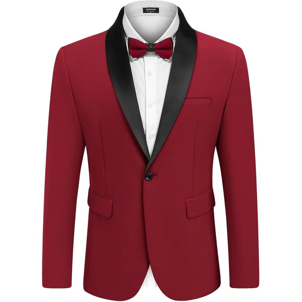 imageCOOFANDY Mens Tuxedo Jacket Wedding Suit Jacket Slim Fit Blazer Jacket for Dinner Prom PartyRed