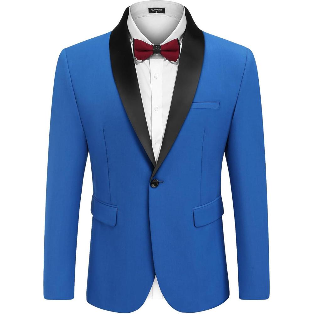 imageCOOFANDY Mens Tuxedo Jacket Wedding Suit Jacket Slim Fit Blazer Jacket for Dinner Prom PartyRoyal Blue