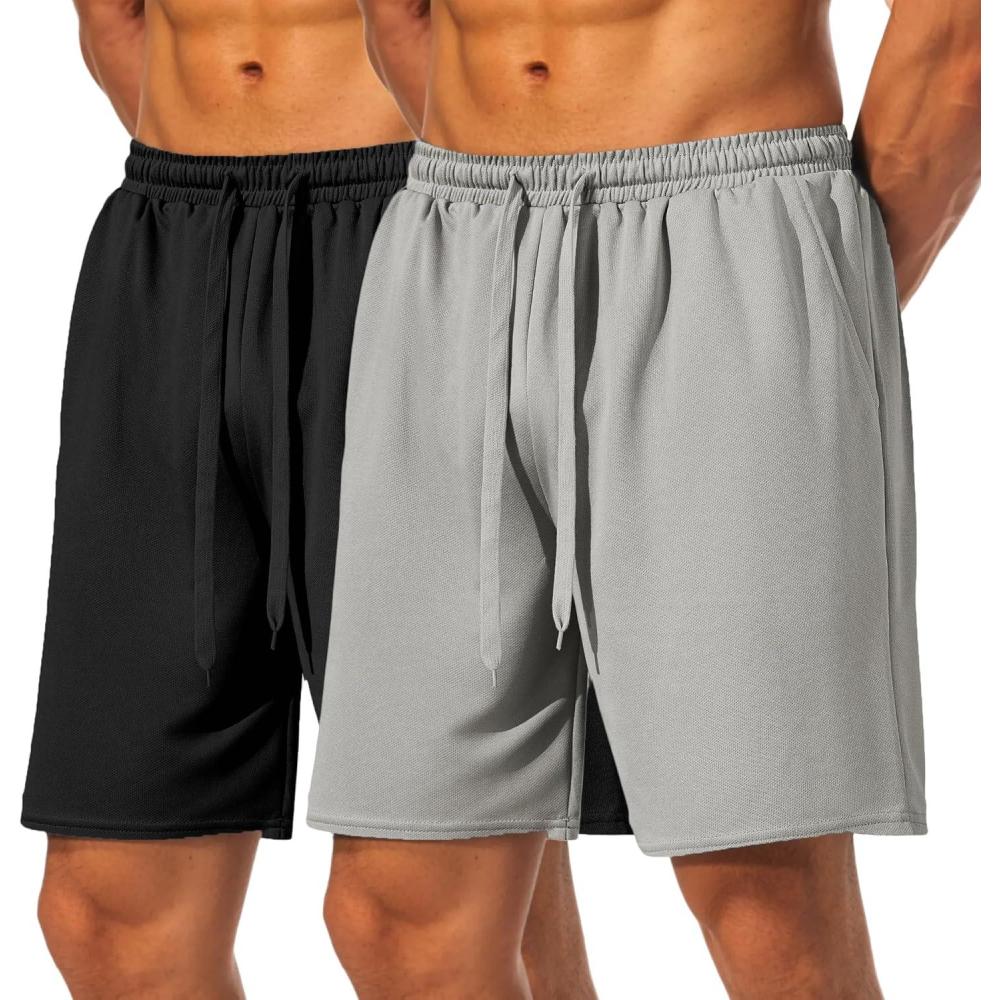 imageCOOFANDY Mens Workout Gym Shorts Mesh Athletic Shorts Lightweight Quick Dry Training Short Pants with PocketsBlackLight Grey