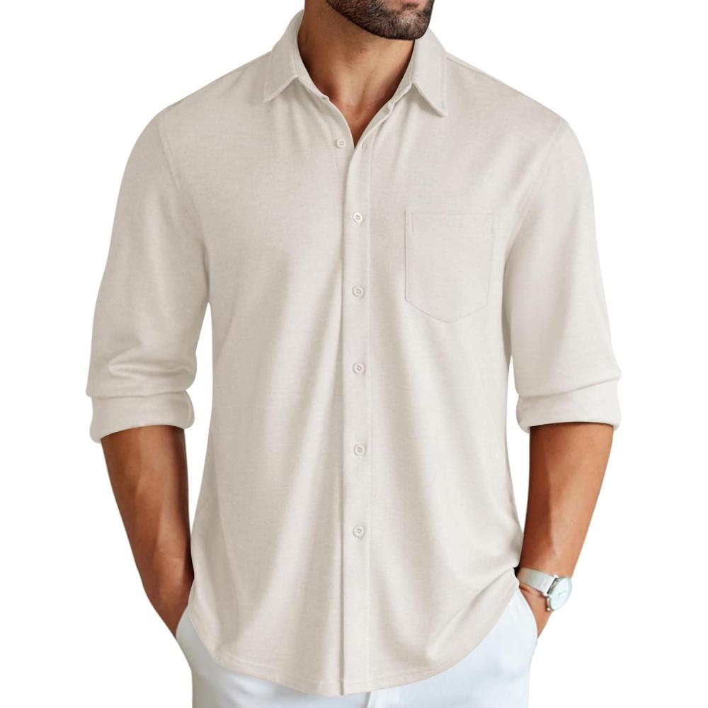 imageCOOFANDY Mens Wrinkle Free Shirt Casual Button Down Long Sleeve Dress ShirtsWhite