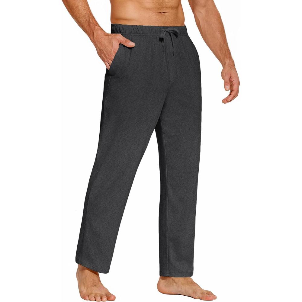 imageCOOFANDY Mens Yoga Sweatpants Casual Open Bottom Pants Lightweight Jogger Track Pants with PocketsDark Grey