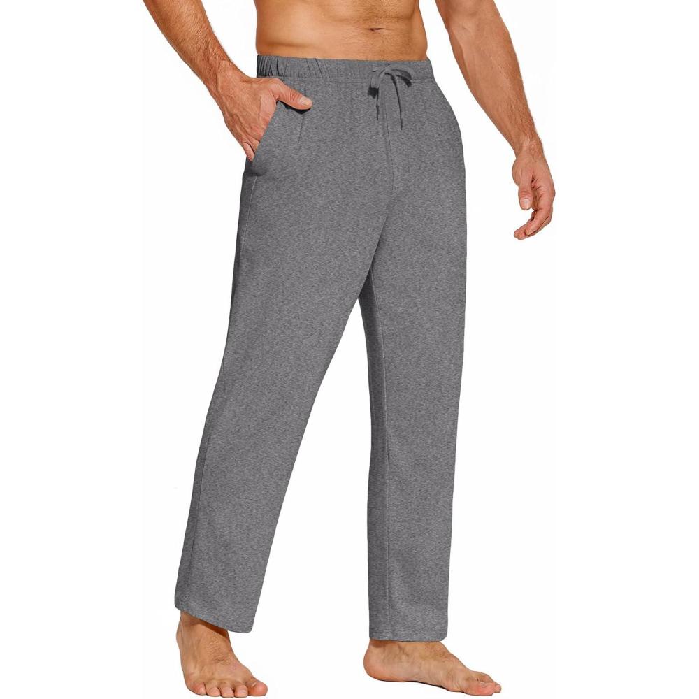 imageCOOFANDY Mens Yoga Sweatpants Casual Open Bottom Pants Lightweight Jogger Track Pants with PocketsGrey