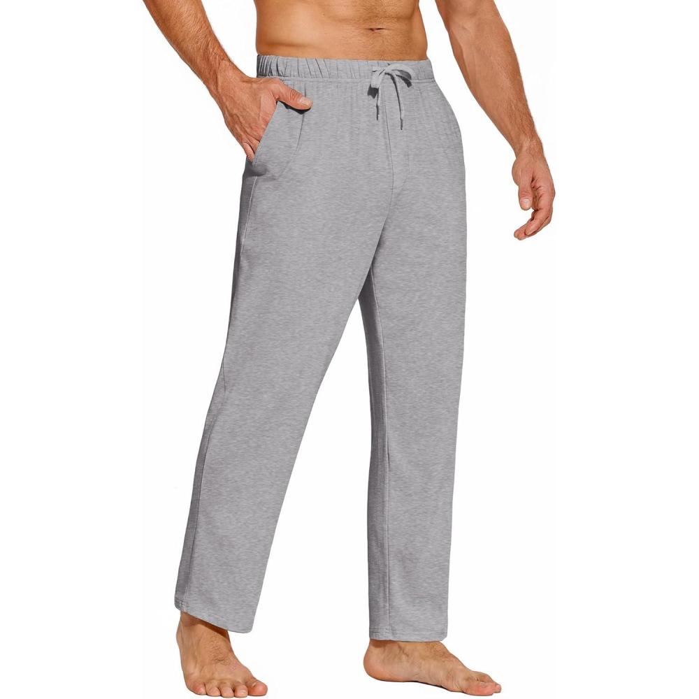 imageCOOFANDY Mens Yoga Sweatpants Casual Open Bottom Pants Lightweight Jogger Track Pants with PocketsLight Grey