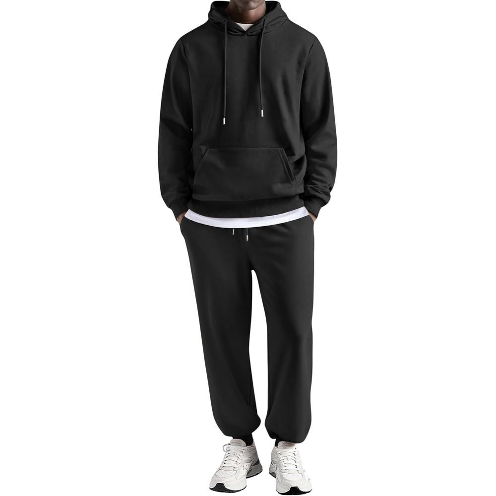imageCOOFANDY Sweatsuits for Men 2 Piece Tracksuit Casual Athletic Jogging Suit Hooded SetBlack