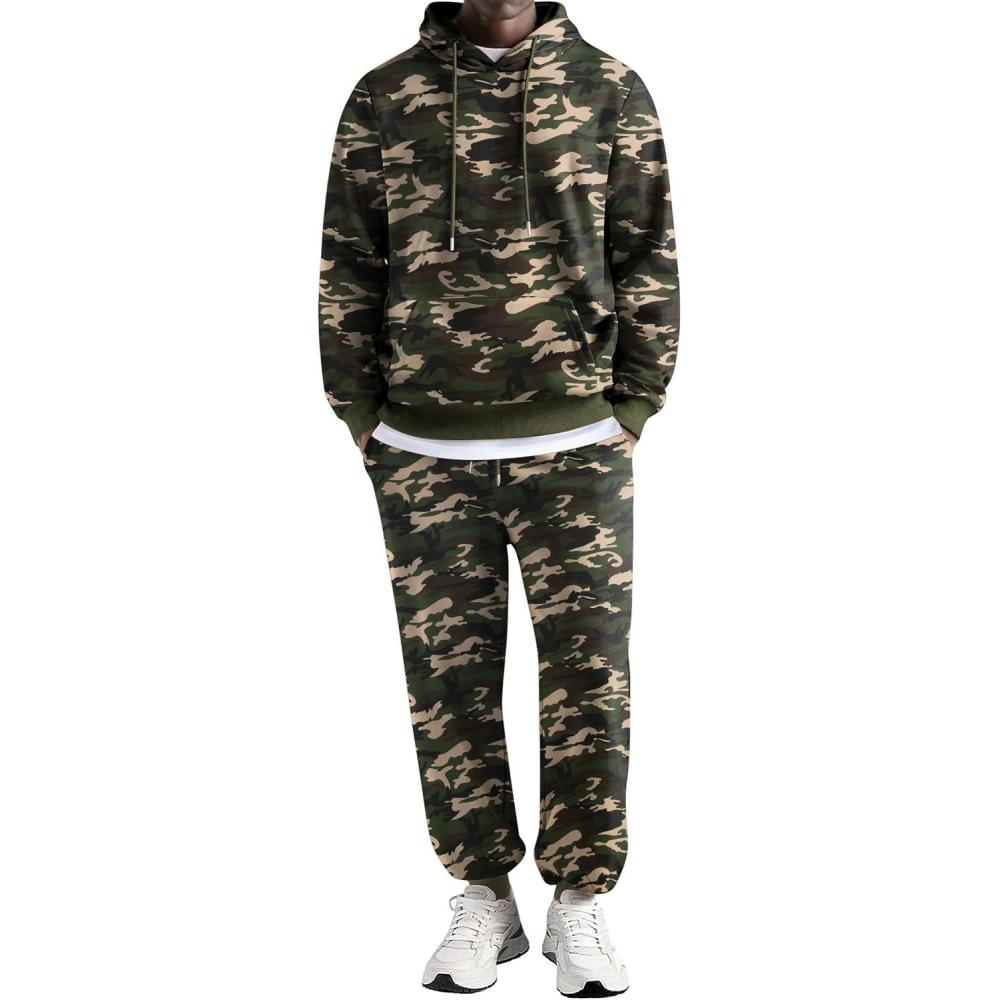 imageCOOFANDY Sweatsuits for Men 2 Piece Tracksuit Casual Athletic Jogging Suit Hooded SetCamo