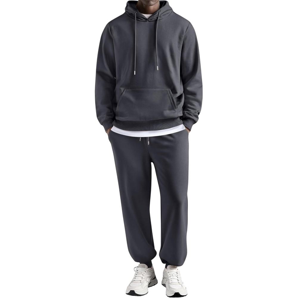 imageCOOFANDY Sweatsuits for Men 2 Piece Tracksuit Casual Athletic Jogging Suit Hooded SetDark Grey