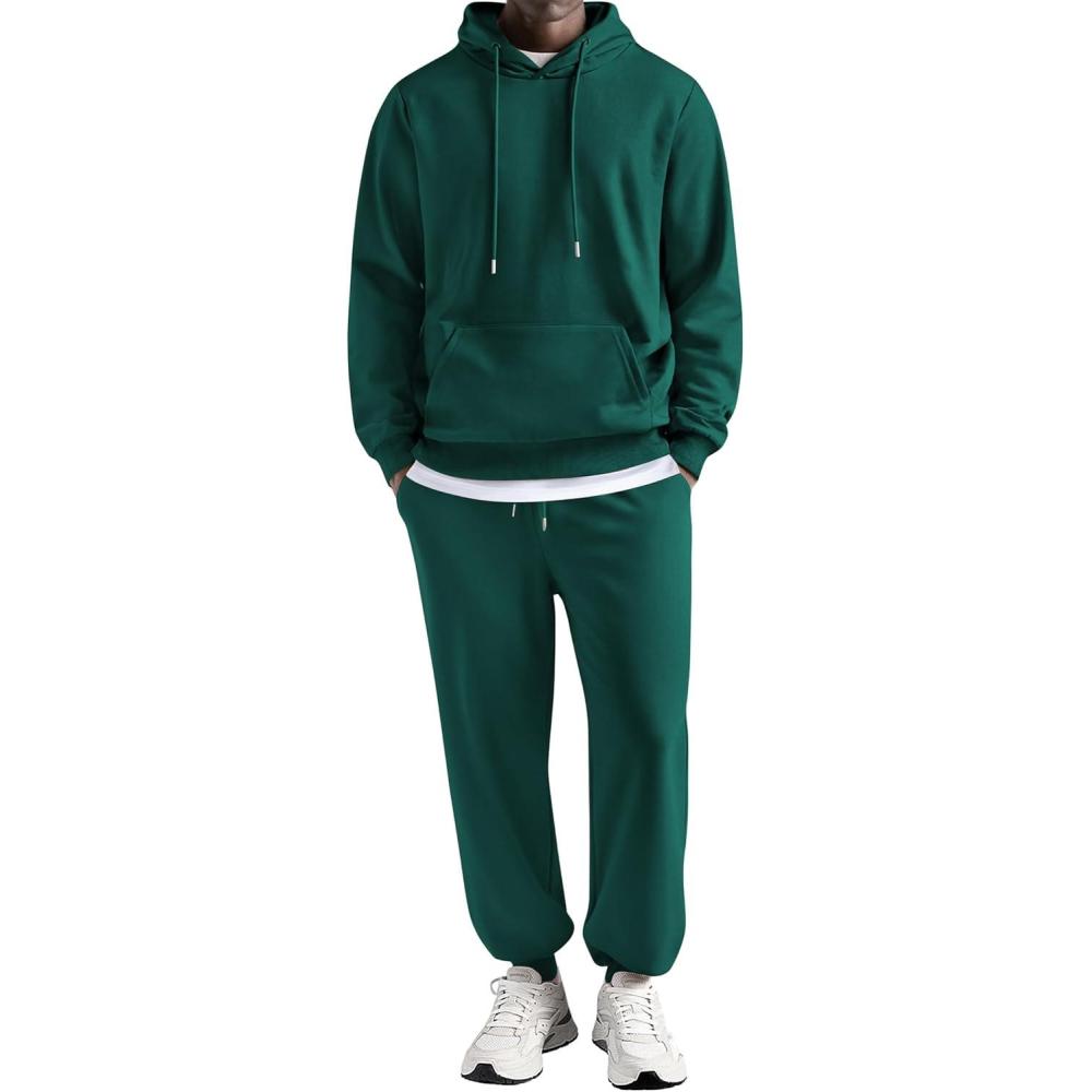 imageCOOFANDY Sweatsuits for Men 2 Piece Tracksuit Casual Athletic Jogging Suit Hooded SetGreen