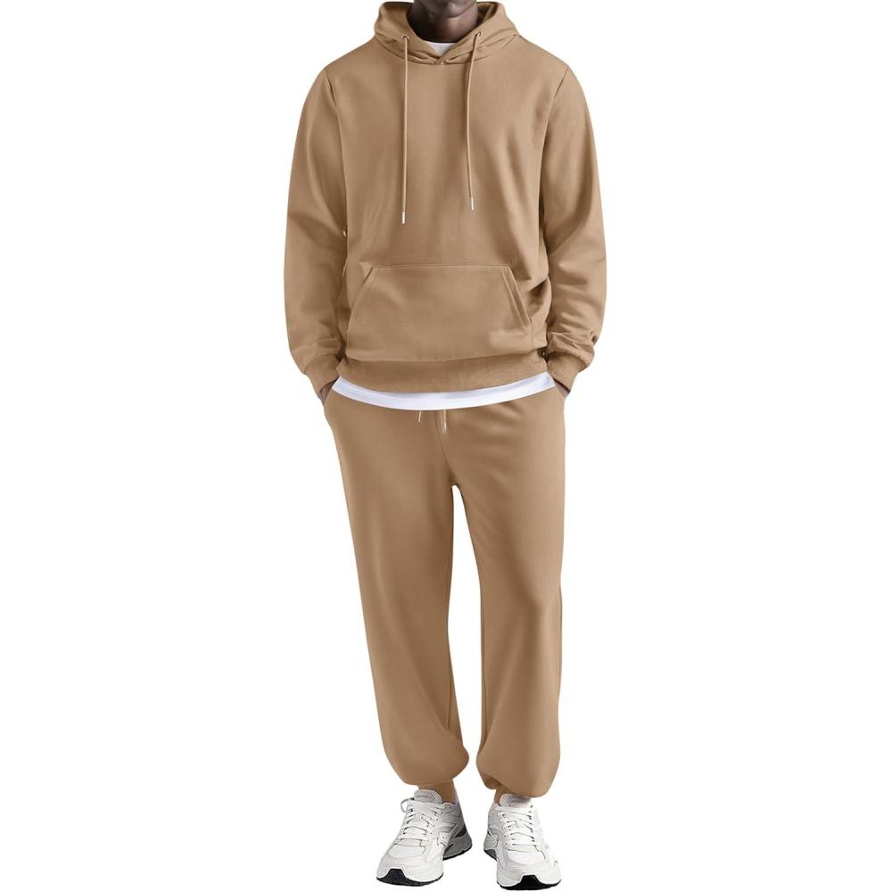 imageCOOFANDY Sweatsuits for Men 2 Piece Tracksuit Casual Athletic Jogging Suit Hooded SetKhaki