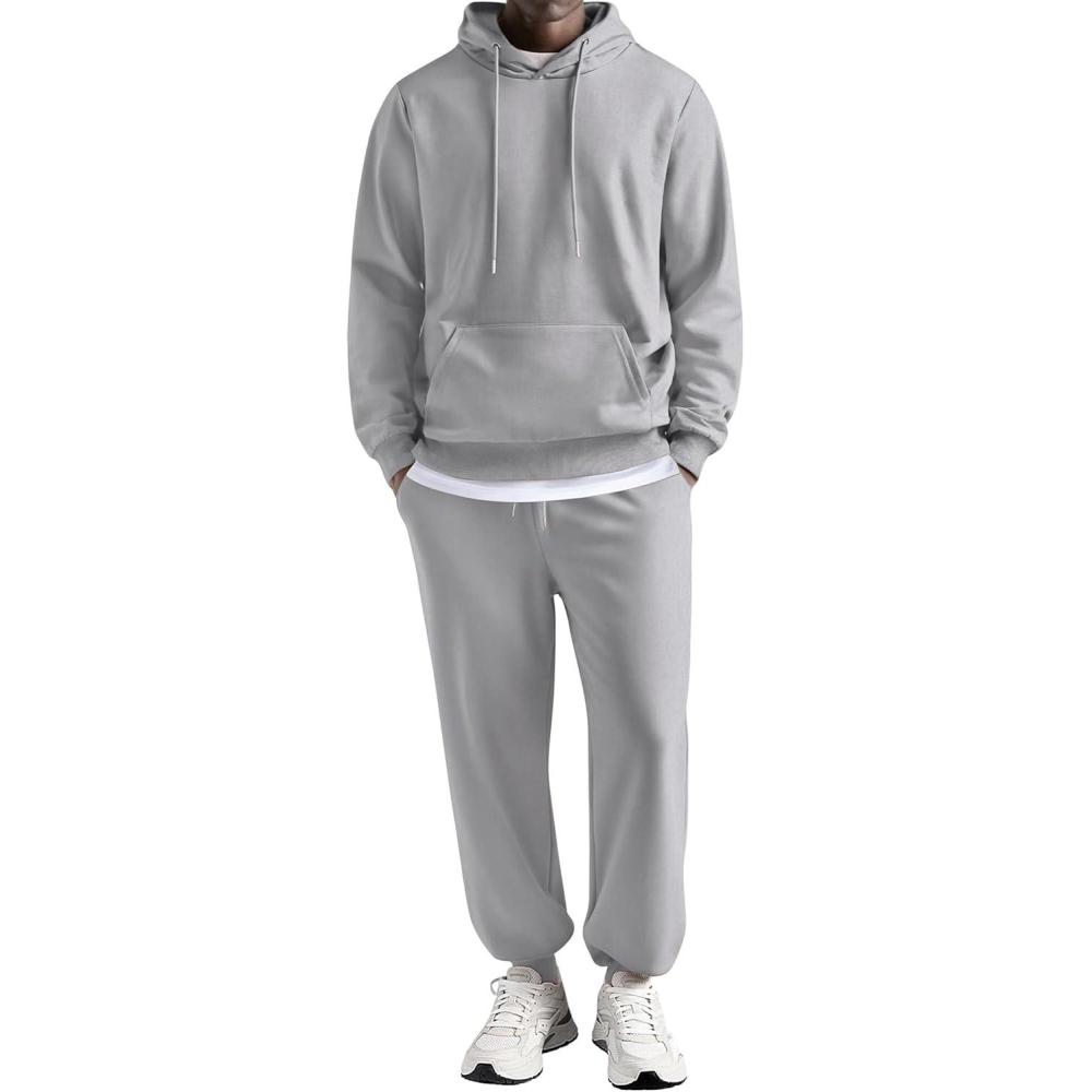 imageCOOFANDY Sweatsuits for Men 2 Piece Tracksuit Casual Athletic Jogging Suit Hooded SetLight Grey