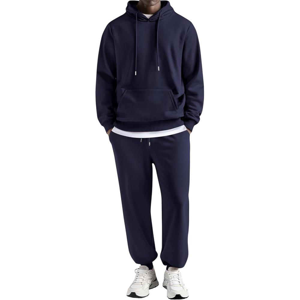 imageCOOFANDY Sweatsuits for Men 2 Piece Tracksuit Casual Athletic Jogging Suit Hooded SetNavy Blue