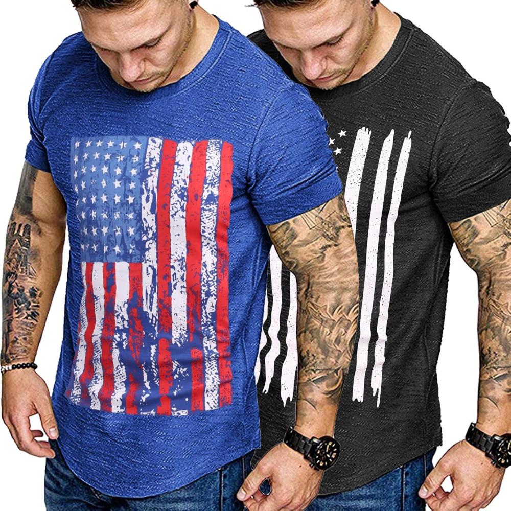 imageCOOFANDY mens CasualTwo Pack Black American FlagBlue American Flag