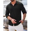 COOFANDY Athletic Fit Dress Shirts for Men Ribbed Knit Textured Button Down Shirts(Black)