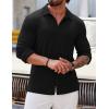 COOFANDY Athletic Fit Dress Shirts for Men Ribbed Knit Textured Button Down Shirts(Black)