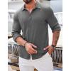 COOFANDY Athletic Fit Dress Shirts for Men Ribbed Knit Textured Button Down Shirts(Dark Grey)