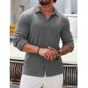 COOFANDY Athletic Fit Dress Shirts for Men Ribbed Knit Textured Button Down Shirts(Dark Grey)